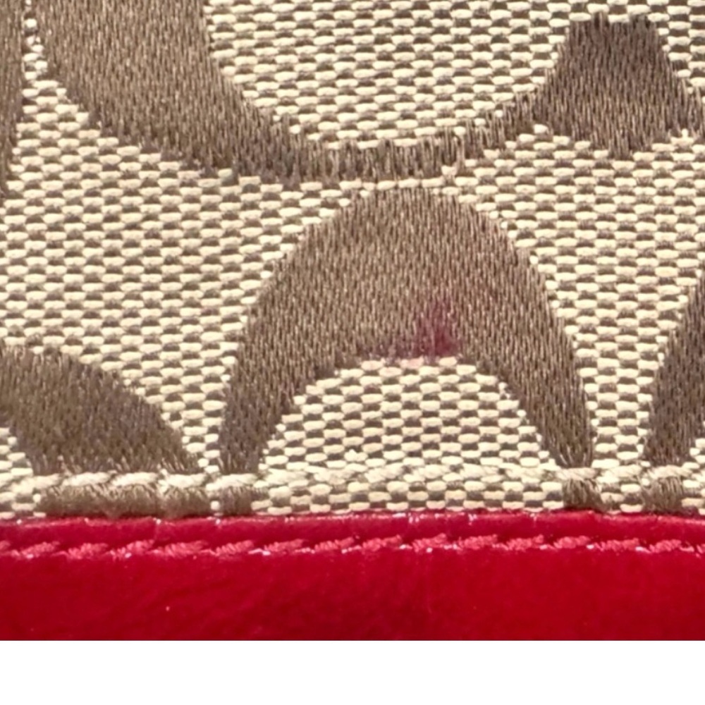 COACH LEGACY CANVAS SIGNATURE WRISTLET WITH RED LEATHER TRIM - Picture 4 of 5